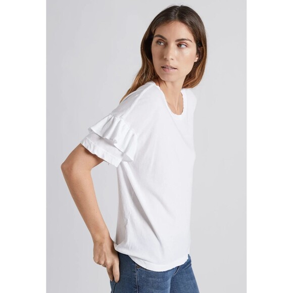 $118 Current Elliott Women's Sugar The Ruffle Roadie Tee Sz 1 (S/M) READ - Picture 6 of 16